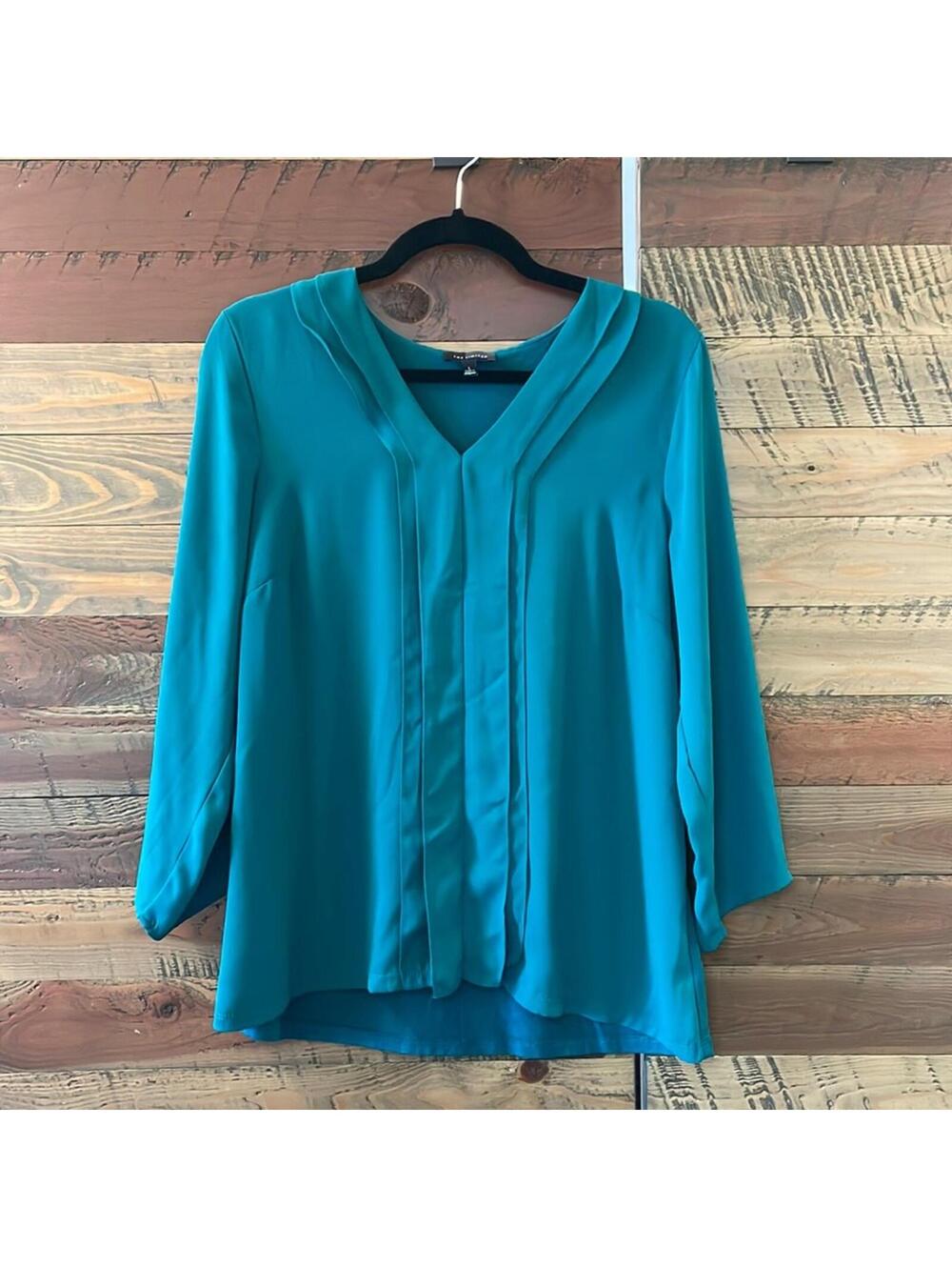 The Limited Blouse - teal with ruffle - Sz Large